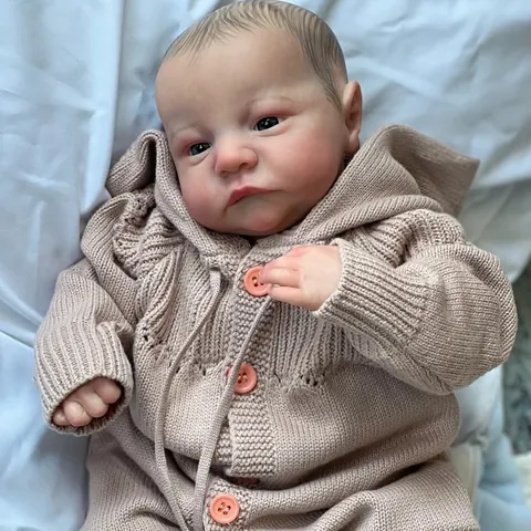 Realistische Reborn Baby Puppe Levi Wach Handbemalte 3D Haut Sichtbare Adern Silikon Vinyl Neugeborenen Puppe Mit Strickstrampler