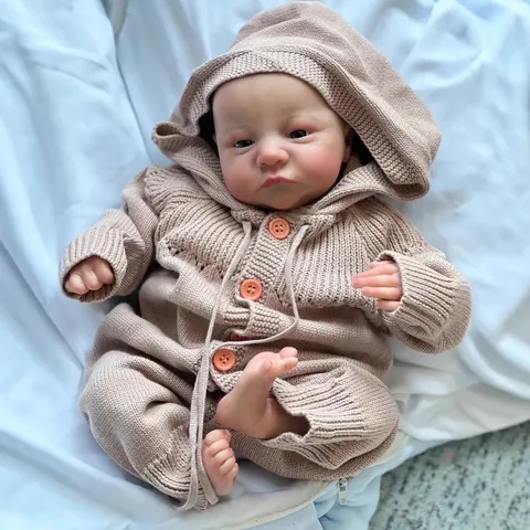 Realistische Reborn Baby Puppe Levi Wach Handbemalte 3D Haut Sichtbare Adern Silikon Vinyl Neugeborenen Puppe Mit Strickstrampler