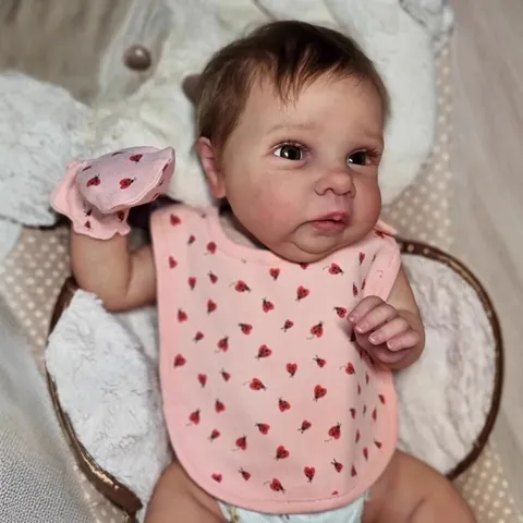 Realistische Reborn Baby Puppe Stoffkörper Handgemalte Venen Neugeborene Puppe Mit Marienkäfer Latz Schnuller Windel Spielzeug