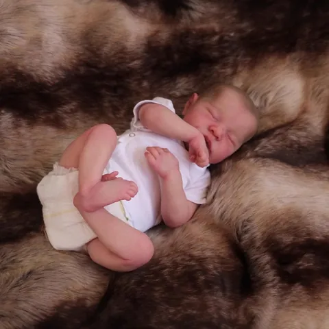 Realistic Reborn Baby Doll Sleeping Newborn Boy Lifelike Mixed Silicone Hand Painted Hair Skin Texture Handmade Doll Toy