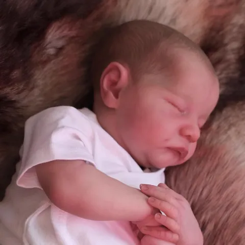 Realistic Reborn Baby Doll Sleeping Newborn Boy Lifelike Mixed Silicone Hand Painted Hair Skin Texture Handmade Doll Toy