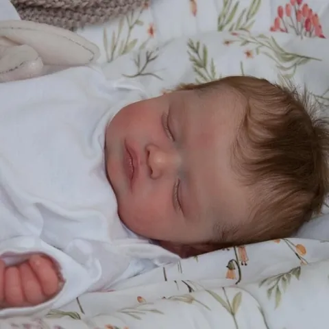 Realistische Reborn Baby Puppe Rosalie Mit Weichem Silikonkopf Gliedmaßen Verwurzeltes Haar Baumwollkörper Schlafendes Neugeborenes Spielzeug Für Kinder Geschenk