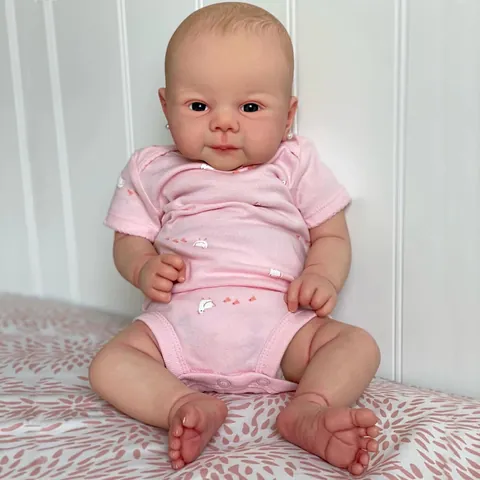 Bambola Reborn Realistica Pelle Dipinta a Mano Giocattolo per Neonati Con Pagliaccetto Rosa Stampa Uccelli Regalo Bambini