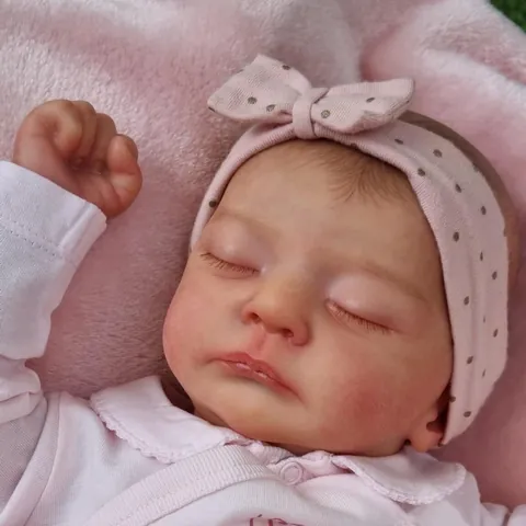 Realistische Reborn Babypuppe Silikon Gliedmaßen Weicher Stoffkörper Schlafende Neugeborene Puppe Handgemachtes Spielzeug Geschenk