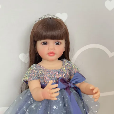 Realistische Silikon Reborn Puppe Lebensgetreues Prinzessinnenkleid Mit Krone Sterne Pailletten Tüllrock Rosa Hasenoutfit Spielzeug Geschenk Für Mädchen