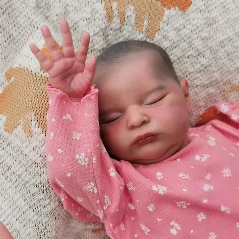 Realistic Reborn Baby Doll Visible Veins Handmade 3D Painted Skin Cloth Body Sleeping Newborn Pink Floral Outfit Gift