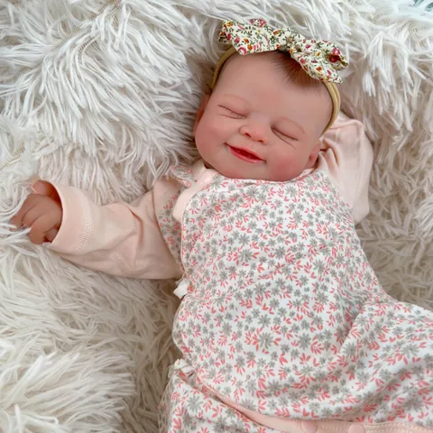 Realistic Lifelike Reborn Baby Doll Newborn Size Silicone Limbs Cloth Body Sleeping Baby Boy Girl With Floral Outfit And Pacifier For Kids Gifts