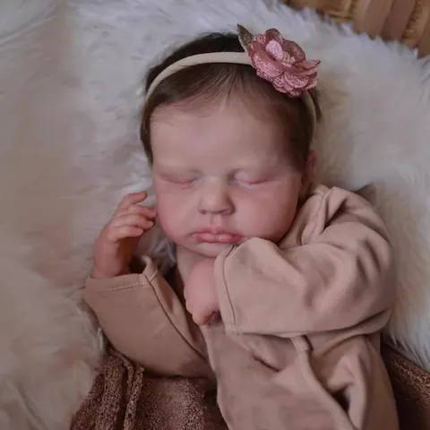 Handmade Lifelike Reborn Baby Doll Realistic Silicone Newborn Sleeping Doll With Romper For Kids Collection Gift
