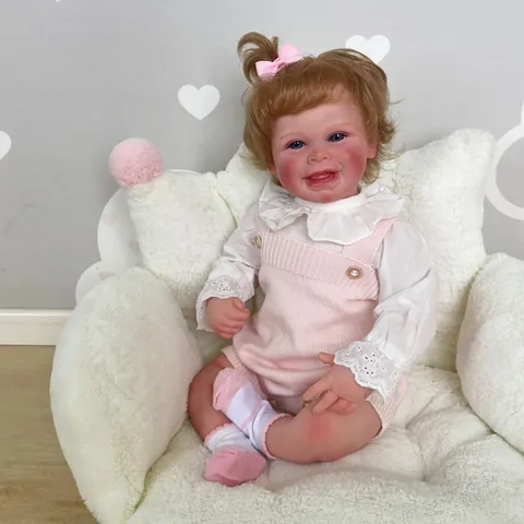 Poupée Bébé Reborn Réaliste Silicone Souple Corps en Tissu Jouet Fille Endormie Cadeau pour Enfants Tenue Rose