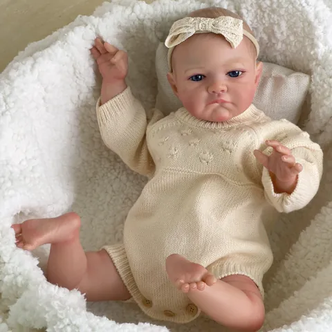Handmade Reborn Baby Doll Realistic Vinyl Doll With Cloth Body 3D Skin Visible Veins Lifelike Newborn Doll For Collection Children Gift