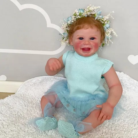 Realistic Reborn Baby Doll Soft Silicone Simulation Newborn Toy With Blue Eyes And Handmade Hair For Kids Role Play Gift