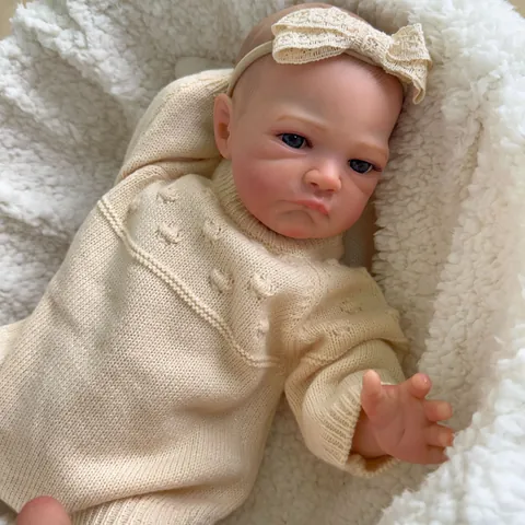 Handmade Reborn Baby Doll Realistic Vinyl Doll With Cloth Body 3D Skin Visible Veins Lifelike Newborn Doll For Collection Children Gift