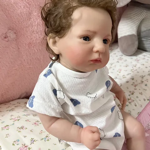 60cm Realistic Reborn Baby Doll Hand Rooted Hair 3D Skin Visible Veins Silicone Cloth Body Boy Doll With Romper Gift
