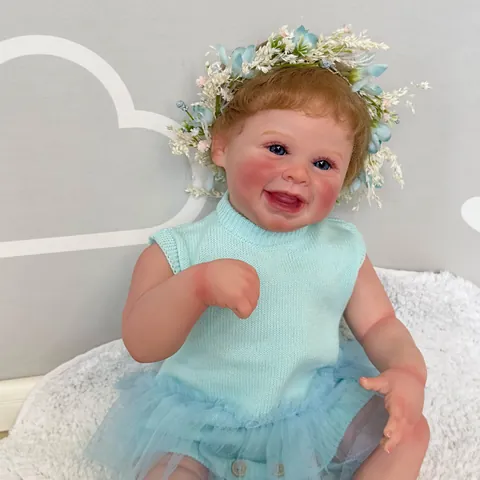 Realistic Reborn Baby Doll Soft Silicone Simulation Newborn Toy With Blue Eyes And Handmade Hair For Kids Role Play Gift