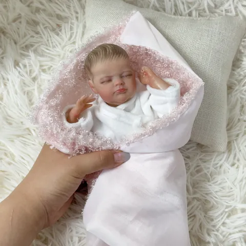 Realistic Reborn Baby Doll Silicone Soft Cloth Body Sleeping Mini Doll With Plush Clothing For Kids Collectors Gift