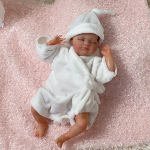 Realistic Reborn Baby Doll Silicone Soft Cloth Body Sleeping Mini Doll With Plush Clothing For Kids Collectors Gift