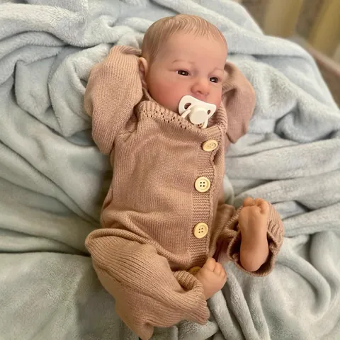 Realistische Reborn Babypuppe Handgefertigte 3D Haut Sichtbare Adern Silikon Stoff Körper Simulation Neugeborenes Spielzeug Mit Strickstrampler