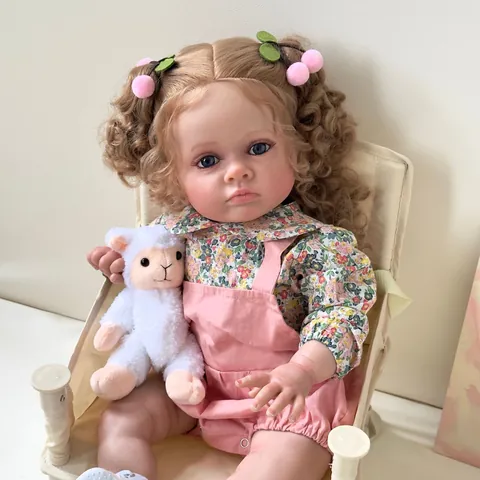 Lifelike Reborn Toddler Doll Realistic Silicone Vinyl Cloth Body Hand Painted Veins Lifelike Newborn Baby Girl With Floral Outfit And Plush Toy