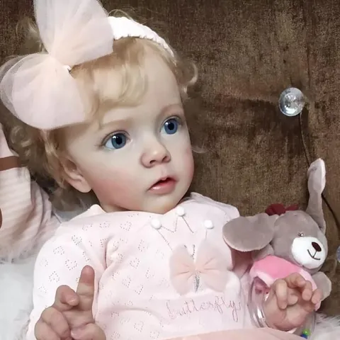 Realistic Lifelike Reborn Baby Doll Hand Painted With Visible Veins Hand Rooted Hair Pink Butterfly Outfit For Kids Gift