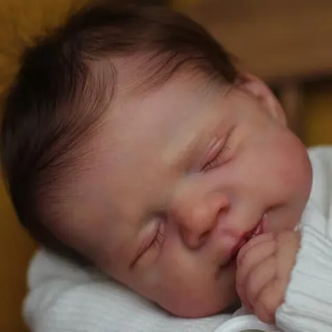 Bambola Reborn Realistica Arti in Silicone Corpo in Tessuto Neonato Che Dorme Con Vene Visibili Capelli Radicati a Mano Giocattolo Regalo