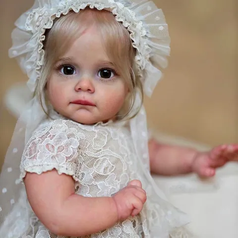 Realistic Reborn Baby Doll Toddler Maggi Hand Painted Soft Silicone Vinyl Cloth Body Lace Dress Hat For Kids Gift
