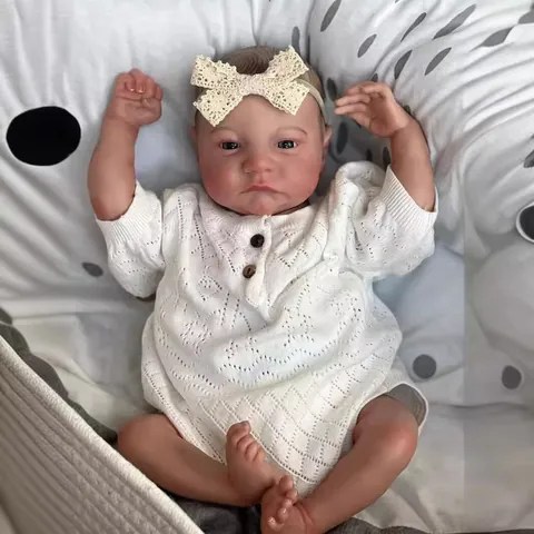 Handgefertigte Realistische Reborn Babypuppe Sichtbare Adern 3D Bemalte Haut Weiches Silikon Neugeborenen Simulationspuppe Kinder Geschenk