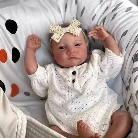 Handgefertigte Realistische Reborn Babypuppe Sichtbare Adern 3D Bemalte Haut Weiches Silikon Neugeborenen Simulationspuppe Kinder Geschenk