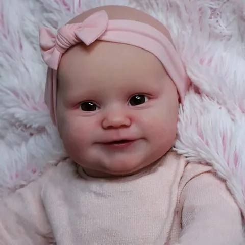 Realistic Reborn Baby Doll Maddie Hand Painted Hair Soft Silicone With Pink Jumpsuit Headband Socks Newborn Simulation Gift