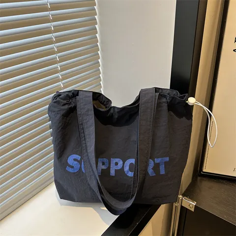 Borsa Tote in Tela da Donna Grande Capacità Supporto Estetico Coulisse Borsa a Tracolla Casual Shopping Scuola Borsa a Mano