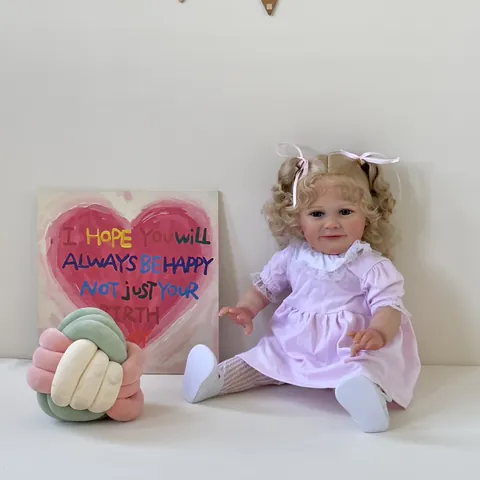 Lifelike Reborn Baby Doll Silicone Vinyl Cloth Body Handmade Hair Pink Lace Dress Realistic Newborn Toddler Girl Toy