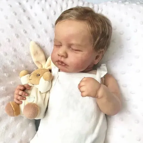 Bambola Reborn Realistica in Morbido Silicone Neonato Verosimile Con Vene Visibili Pelle 3D Fatta a Mano Body Bianco Giocattolo Peluche Coniglio