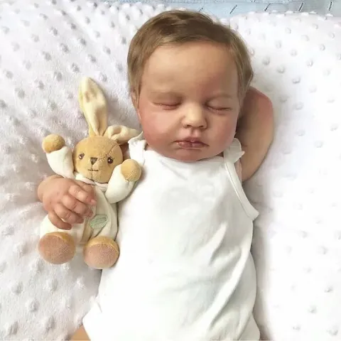 Bambola Reborn Realistica in Morbido Silicone Neonato Verosimile Con Vene Visibili Pelle 3D Fatta a Mano Body Bianco Giocattolo Peluche Coniglio