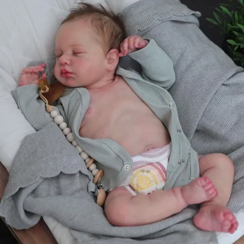 Realistische Reborn Baby Pop Slapende Pasgeboren Simulatie Zachte Siliconen Vinyl Pop Met Handgeworteld Haar En Gebreid Vest Kleding