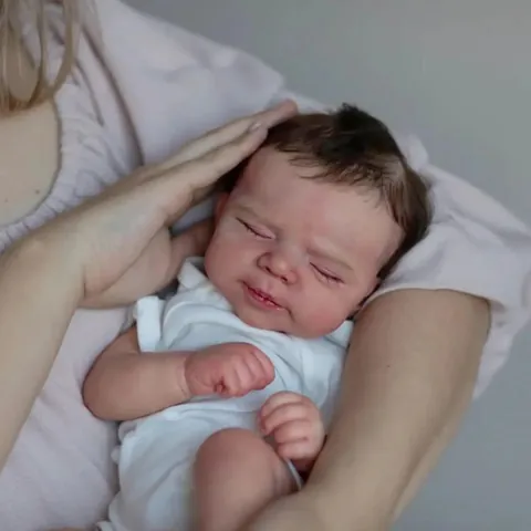 Realistische Reborn Baby Puppe Schlafendes Neugeborenes Spielzeug Mit Eingesetztem Haar Weichem Silikonkörper Stoff Set Für Kinder Geschenk