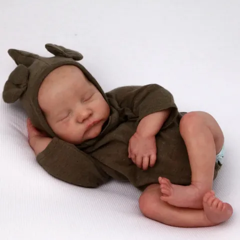 Realistic Reborn Baby Doll Silicone Head Limbs Cloth Body Sleeping Newborn Simulation Doll With Animal Romper Pacifier Toy
