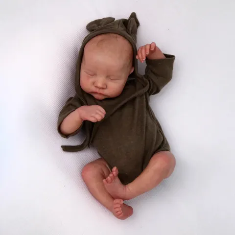 Realistic Reborn Baby Doll Silicone Head Limbs Cloth Body Sleeping Newborn Simulation Doll With Animal Romper Pacifier Toy