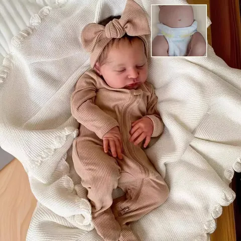 Handmade Realistic Reborn Baby Doll With 3D Skin Visible Veins Silicone Vinyl Body Lifelike Sleeping Newborn Doll Kids Toy Gift