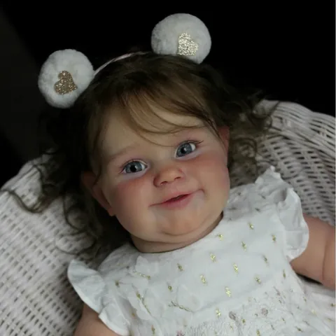Lebensechte Reborn Baby Puppe Realistische Weiche Silikon Baumwolle Körper Neugeborene Mädchen Puppe Mit Weißem Spitzenkleid Herz Stirnband Geschenk Für Kinder