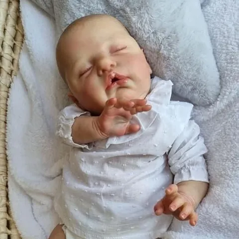Realistische Reborn Babypuppe Mit Sichtbaren Adern Weiche Silikongliedmaßen Stoffkörper Lebensechtes Schlafendes Neugeborenes Geschenk