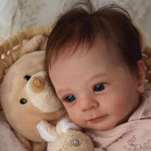 Realistic Reborn Baby Doll Soft Silicone Vinyl Hand Painted Lifelike Newborn Toy With Floral Outfit For Kids Birthday Gift