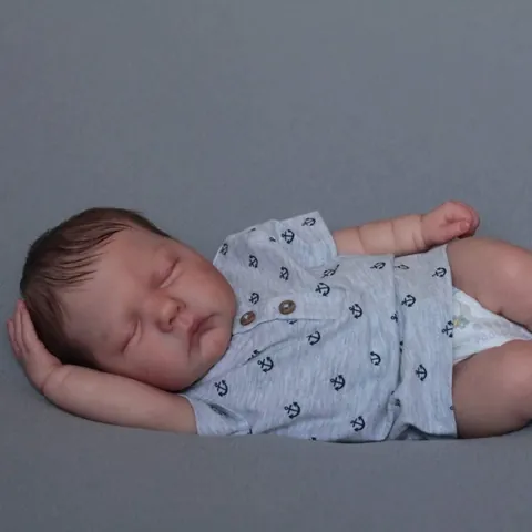 Lebensechte Realistische Schlafende Reborn Baby Puppe Silikon Kopf Gliedmaßen Weicher Stoffkörper Handverwurzelte Haare Neugeborenes Spielzeug Für Kinder Geschenk