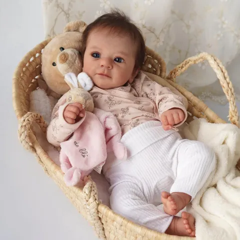 Realistic Reborn Baby Doll Soft Silicone Vinyl Hand Painted Lifelike Newborn Toy With Floral Outfit For Kids Birthday Gift
