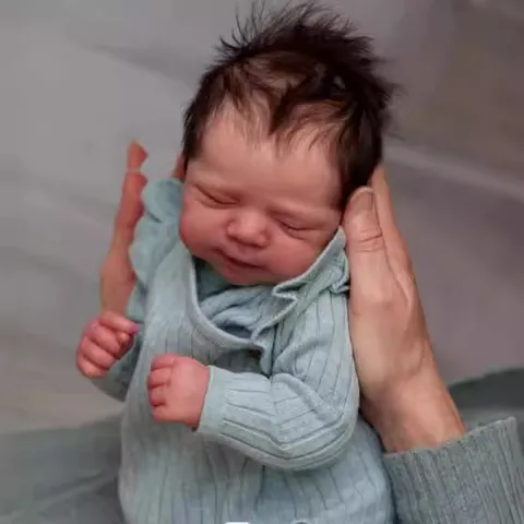 Realistic Lifelike Reborn Newborn Baby Doll With Soft Silicone Limbs Hand Rooted Hair Mint Romper For Girls Collectors