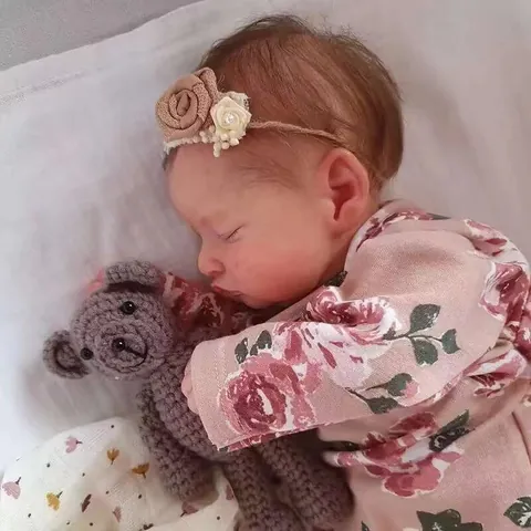 Realistic Reborn Baby Doll Rosalie 19 Inch Sleeping Girl Silicone Vinyl Cloth Body Lifelike Handmade Newborn Doll Gift