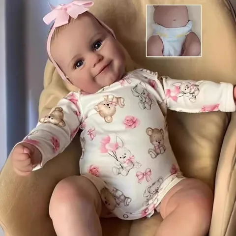 Realistic Reborn Baby Doll Newborn Simulation Girl Toddler Maddie With Clothes Bow Headband Soft Silicone Vinyl Body Toy Gift
