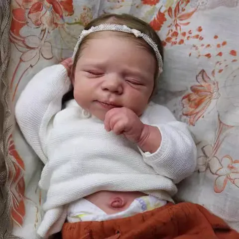 Realistic Reborn Baby Doll Full Silicone Vinyl Body Sleeping Newborn Girl With Rooted Hair And Cardigan Handmade Play Toy