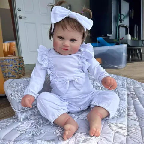 Realistic 60cm Simulation Reborn Baby Doll Soft Silicone Limbs Cloth Body Hand Painted Newborn Toddler Toy For Kids Collectors Gift