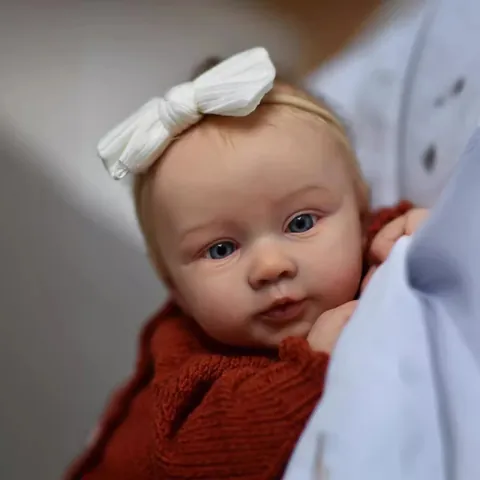 24 Inch Reborn Baby Boy Doll Soft Silicone Limbs Cloth Body Lifelike Realistic Newborn Baby With Red Sweater Headband