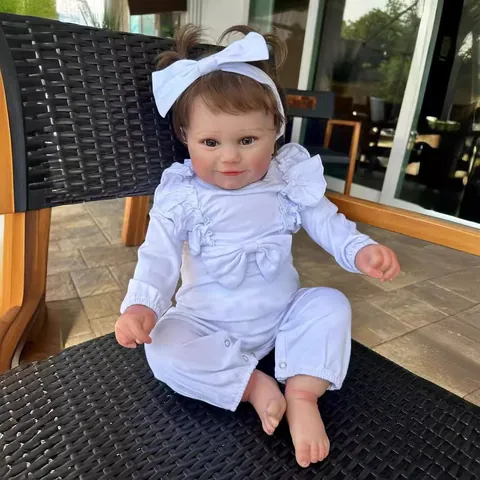 Realistic 60cm Simulation Reborn Baby Doll Soft Silicone Limbs Cloth Body Hand Painted Newborn Toddler Toy For Kids Collectors Gift