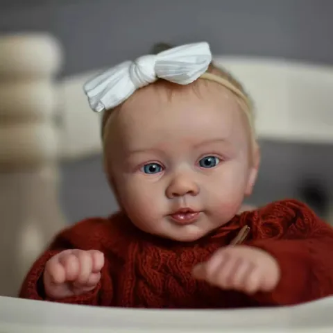 24 Inch Reborn Baby Boy Doll Soft Silicone Limbs Cloth Body Lifelike Realistic Newborn Baby With Red Sweater Headband